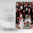 thumbnail image 4 of Extra Long Shower Curtain 72x96 Inch, Black Christmas Shower Curtain Waterproof Bathroom Decor Snowman Truck Xmas Balls Snowflake Fabric Bath Curtain Set Accessories with Hooks, 4 of 6