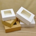 thumbnail image 5 of 10 square white/Kraft window packaging boxes with multiple sizes, wedding party gifts, handmade soap chocolate flat boxes 10x10x4cm Kraft window, 5 of 5