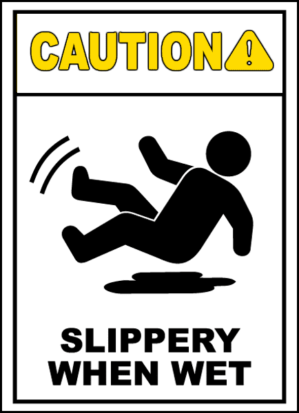 Caution Slippery When Wet  Aluminum Sign 8 X 12 