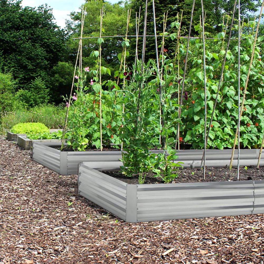 Canddidliike Metal Galvanized Raised Garden Bed with Open-Ended Base-8 x 4 ft, Garden Bed Wooden Vegetables Growing Planter for Backyard/Patio/Gardener