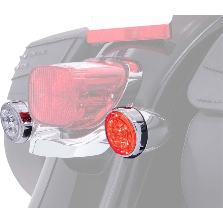 Ciro Fang Turn Signal Light Inserts Rear Chrome w Red LED 45401