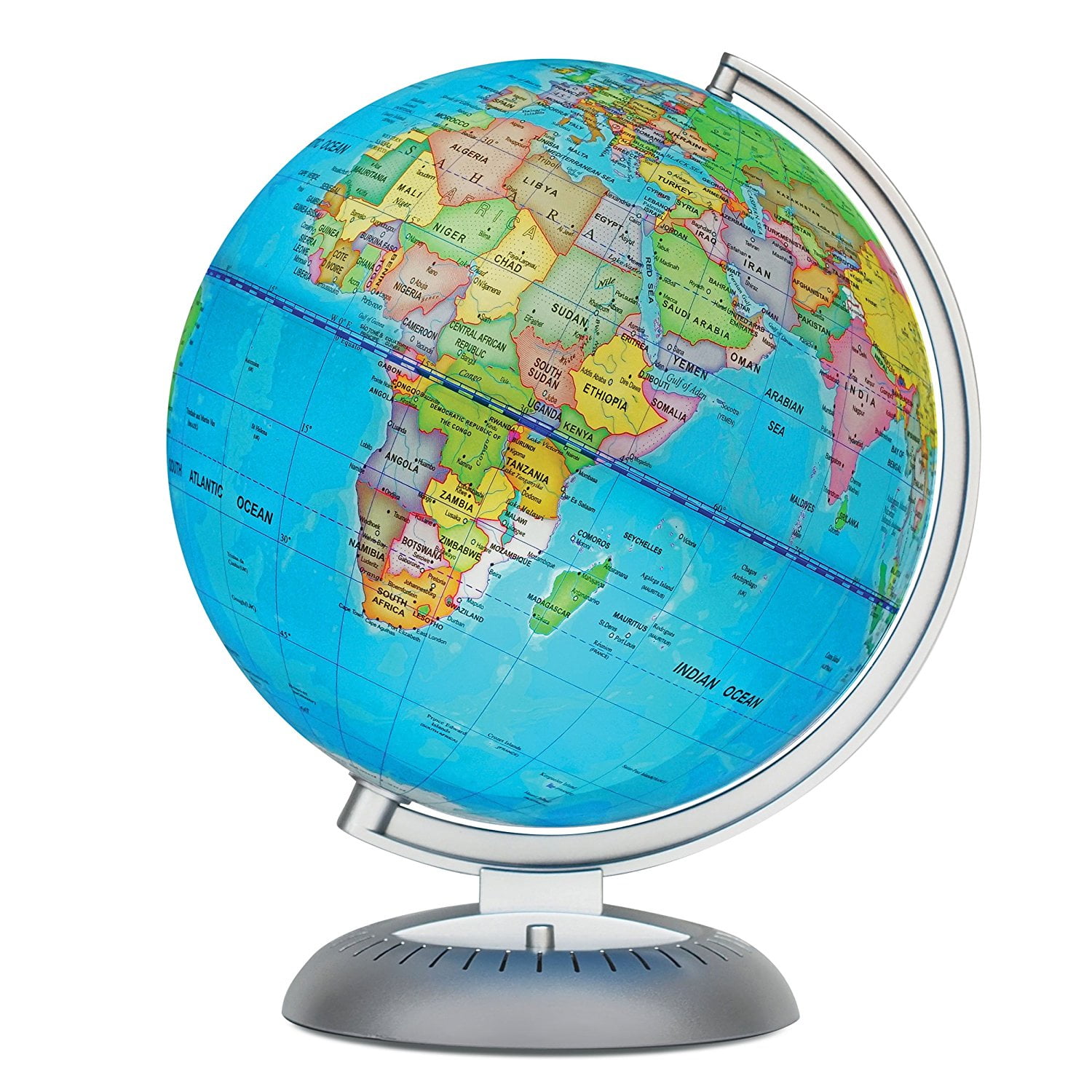 World Globe Illuminated 8" Up-to-date Built-in LED Night Light Battery Operated 