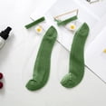 thumbnail image 1 of Chaussettes Vertes pour Femmes, Décontractées, Mignonnes, en Maille Brodée, Respirantes, Courtes, 1 of 3