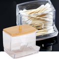 thumbnail image 1 of Bamboo Cover Transparent Cotton Swab Dispenser Holder Seasoning Jar, Toothpicks Case, Cotton Swab For Cotton Balls For Toothpicks Toothpicks Rectangular, 1 of 8
