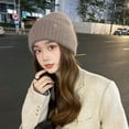 thumbnail image 3 of Knit Beanies for Women Soft Warm Stretchy Bonnet Hat Beret Roll up Edge Fall Winter Cap for Ski Travel Work Headwear, 3 of 7