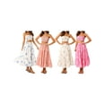 thumbnail image 4 of Women's 2 Piece Skirt Outfits Off Shoulder Pattern Print Bandeau Long Flowy Skirt Set, 4 of 10