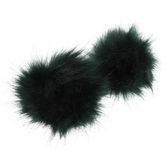 FRCOLOR  2 Pcs Furry Pom Poms for Hats Wallet Handmade Ball Dark Green