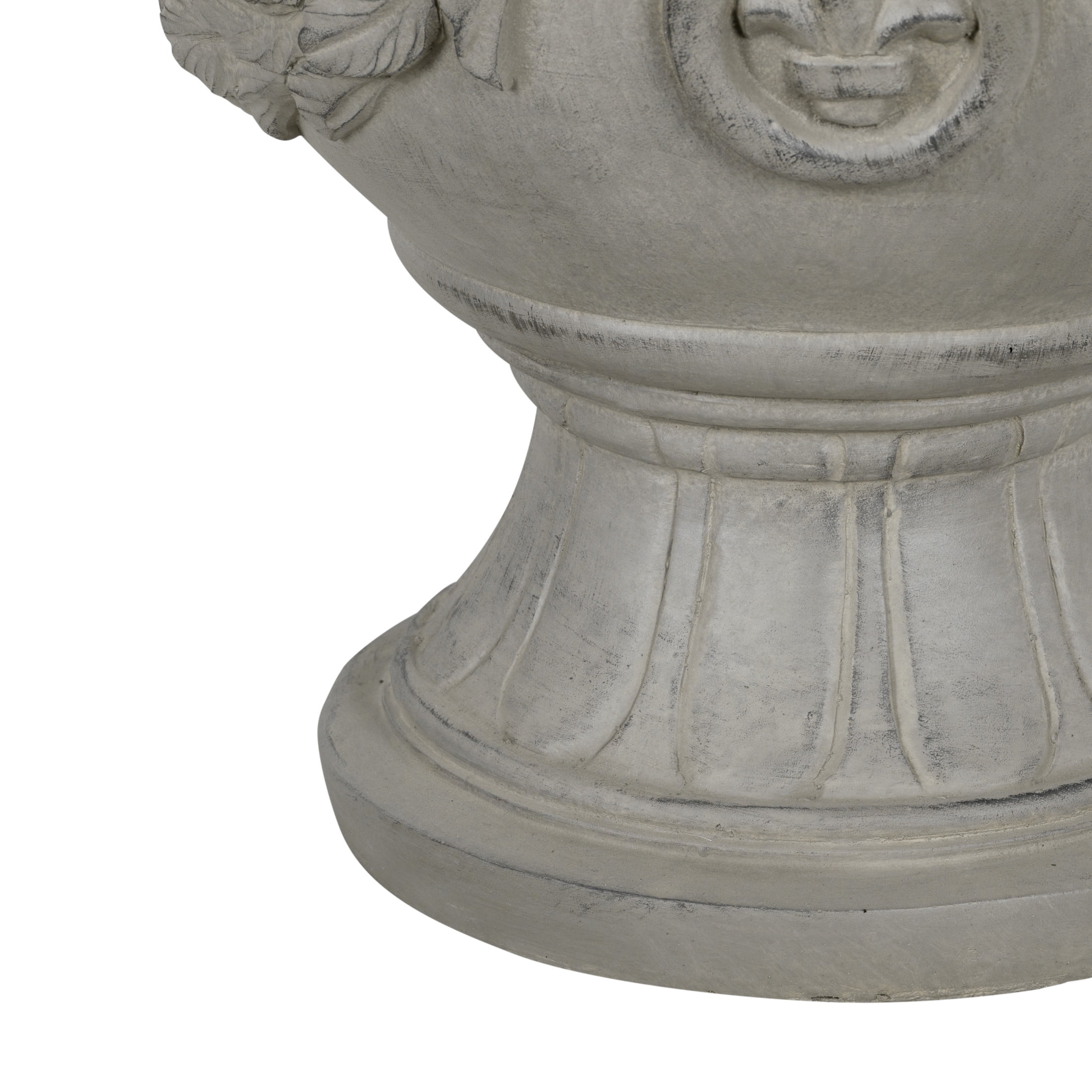 Christopher Knight Home 16" Classical Pedestal Urn Planter, Outdoor Heraldic Flower Pot, Gray