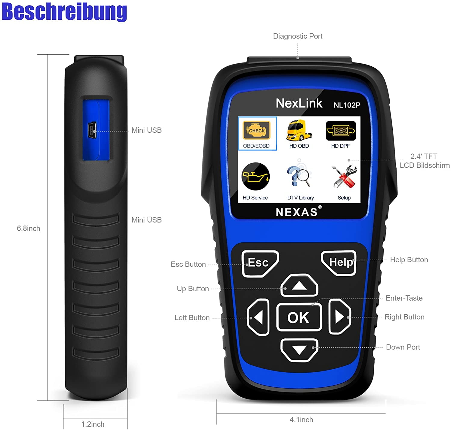 Buy Nexas NL102 Plus Heavy Duty Truck Scan Tool Auto Scanner with DPF Regen Oil Reset Service