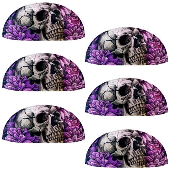 PhooArto 6 Pcs Cup Drawer Pulls, Purple Flower and Skull Shell Shape Handles Cabinet Knobs for Dresser Cupboard Closet Wardrobe with Screws