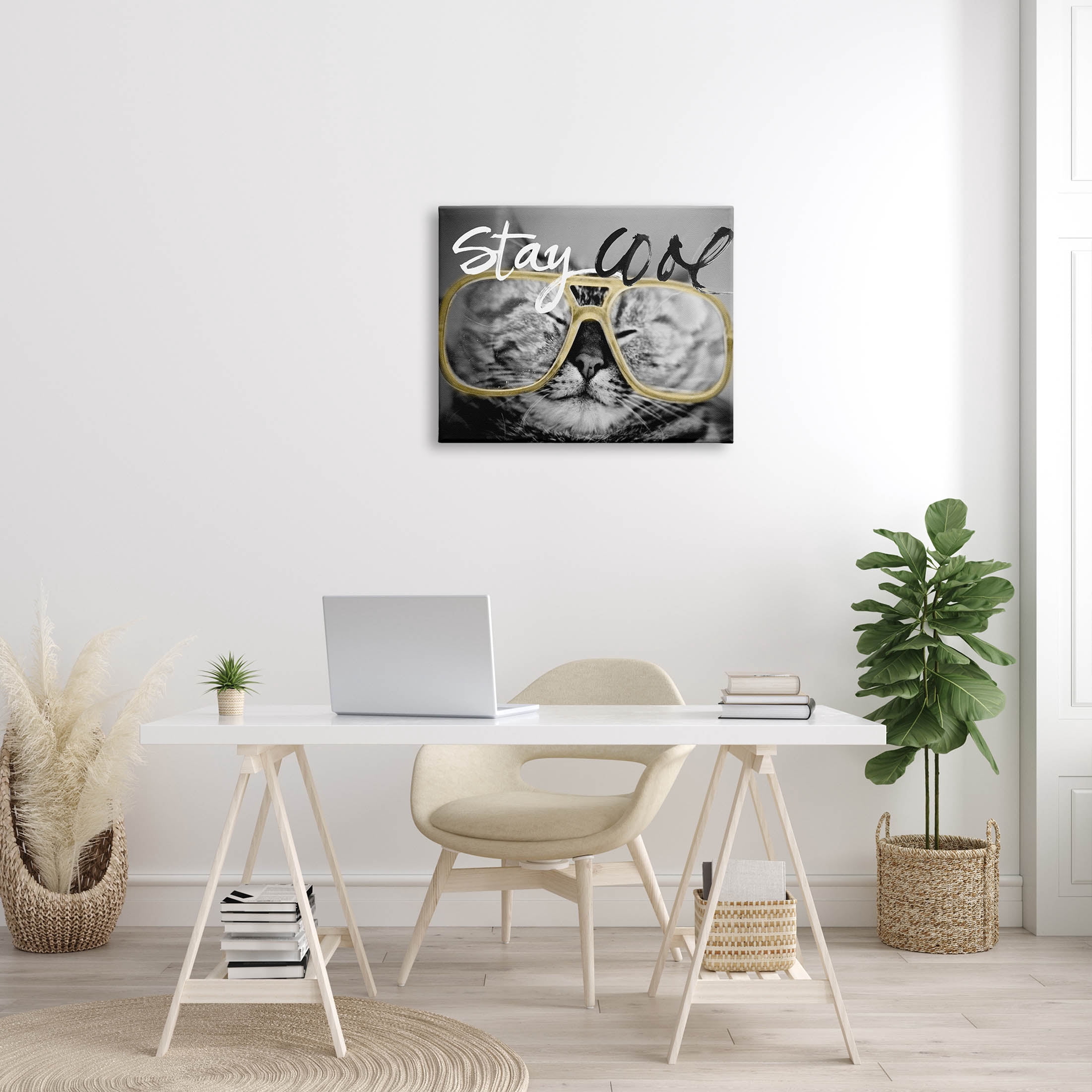 Stupell Industries Stay Cool Cat Glasses Graphic Art Gallery Wrapped Canvas Print Wall Art, Design by Sundance Group