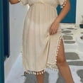 thumbnail image 5 of Women Swimsuit Cover up Sheer Deep V Neck Beach Tunic Dresses Summer Beachwear Vacation Swimwear Coverups, 5 of 8
