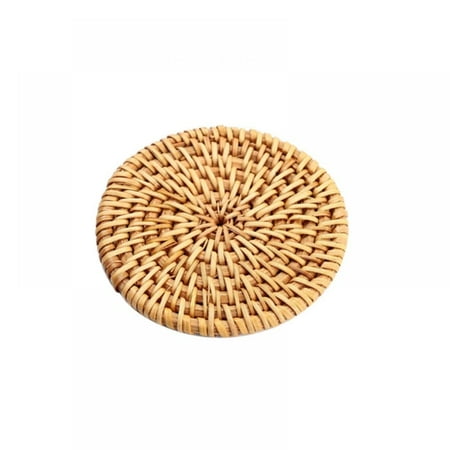 

1PC Knitting Rattan Coaster Handmade Knitted Cup Mat Rattan Coaster Non-slip Coffee Cup Mat Unique Kung Fu Tea Placemat