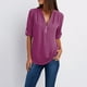 thumbnail image 3 of Blusas Umfun para mujer, camisas de manga larga, túnica informal con cremallera y cuello en V, blusa enrollable, blusas moradas S, 3 of 5