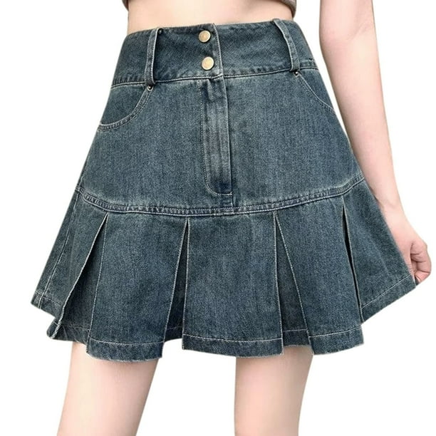 Pantalones cortos culotte vaqueros de cintura alta para mujer - Dobladillo asimétrico, corte en A - Verano informal/moda - S-XXXXXL