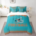thumbnail image 2 of jejeloiu Football Game Gaming 7-Piece Bedding Comforter Set,Cyan Rugby Helmet King Bedding Sets For Ball Lover Reversible, 2 of 8