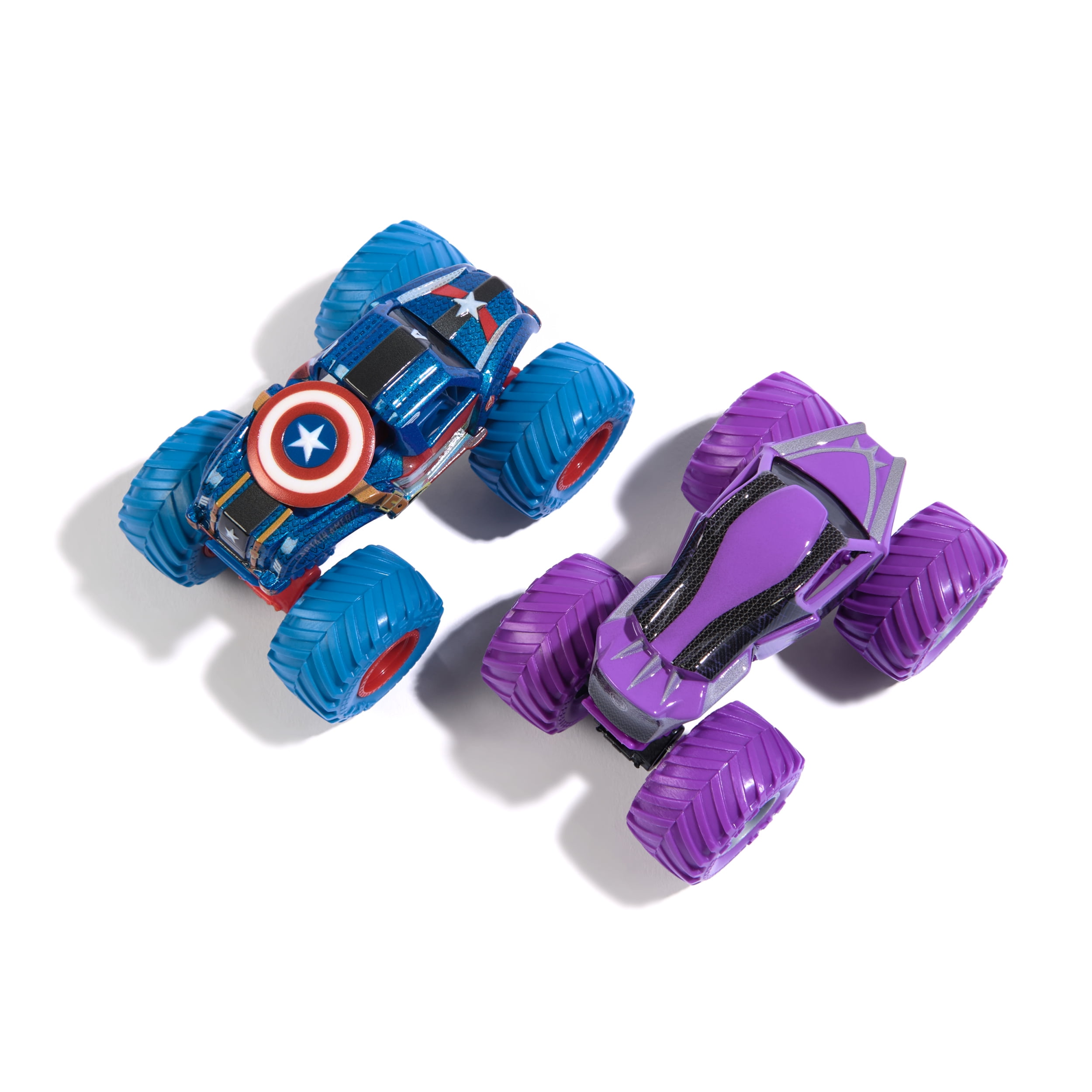 Monster Jam, Monster trucks Marvel Captain America Vs. Black Panther officiels en métal moulé, échelle 1:64, jouets pour garçons et filles à partir de 3 ans