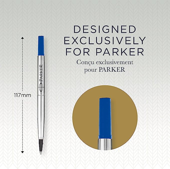 Parker 1950321 Quink Rollerball Pen Ink Refill, Fine Pt, Black or Blue,  Choose Quantity[Black,2 Pack]