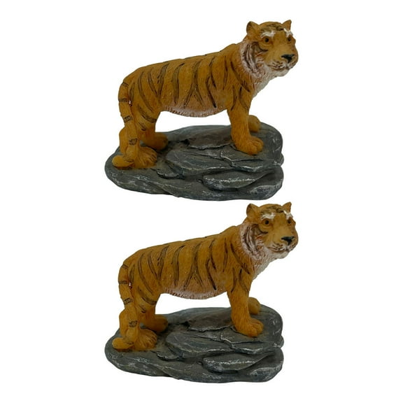 MLINS 2 Pcs Tiger Figure Micro Landscape Adornments New Year Animal Figurines Mini Baby Yellow