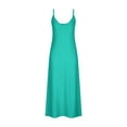 thumbnail image 4 of LADIGASU Women Casual Holiday Style Hollow Out Long Dress Solid Color Loose Sleeveless-Neck Camisole Dress, 4 of 6