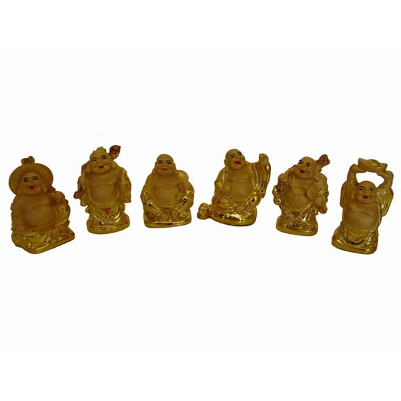 Set of 6-Pc 2" Shinning Gold Chinese Buddha Statues