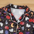 thumbnail image 4 of Likimi Toddler Boys Pajamas Set Long Sleeve Halloween Graphic Print Lapel Button Down Tops With Pants Spring Autumn Comfort Sleepwear Outfit Set Black Size 18-24 Months, 4 of 7