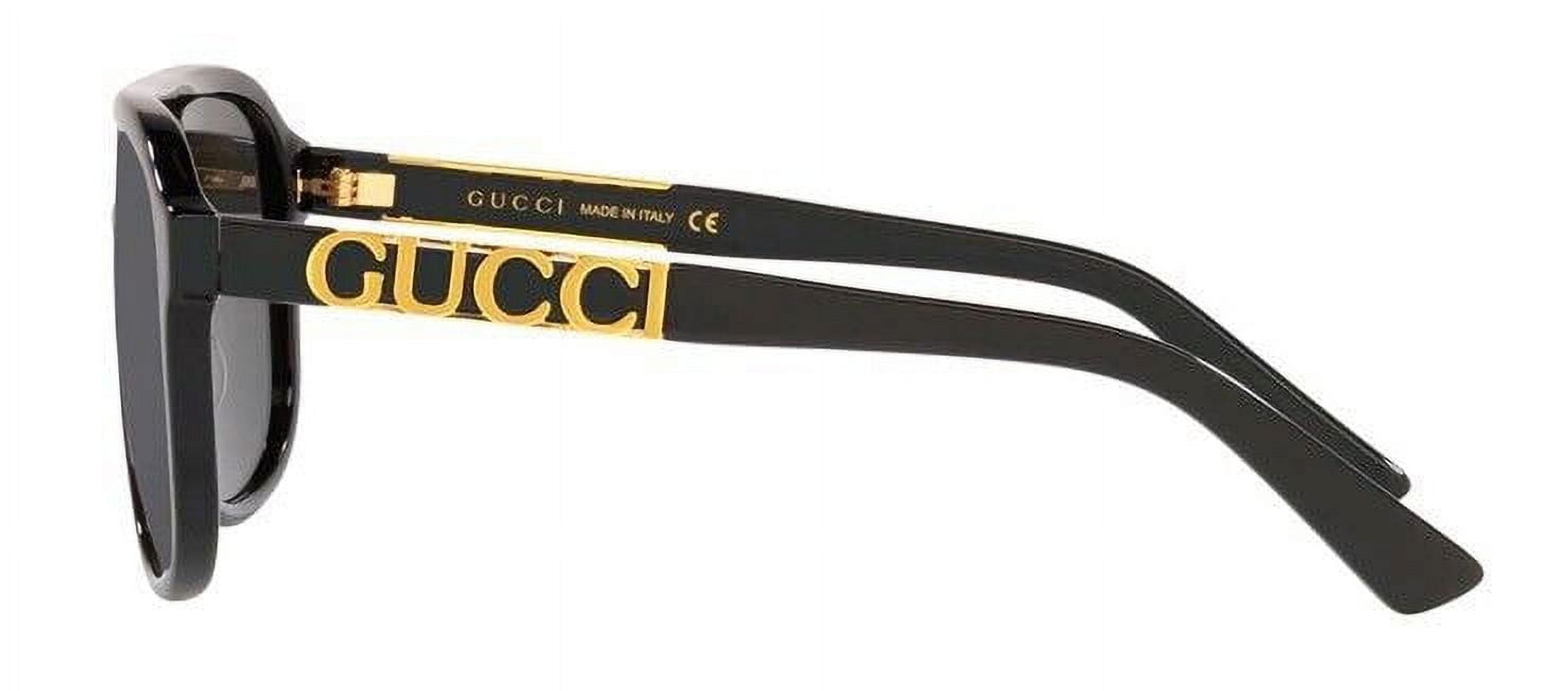Gucci GG 1188S 002 Black Gold Grey Lens Oversized Sunglasses 57mm