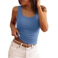thumbnail image 2 of Lumtrix Womens Sleeveless Scoop Neck Built In Bra Tank Tops 2026 Summer Casual Basic Slim Fit Ribbed Knit Racerback Workout Cami Shirts Blue S, 2 of 5