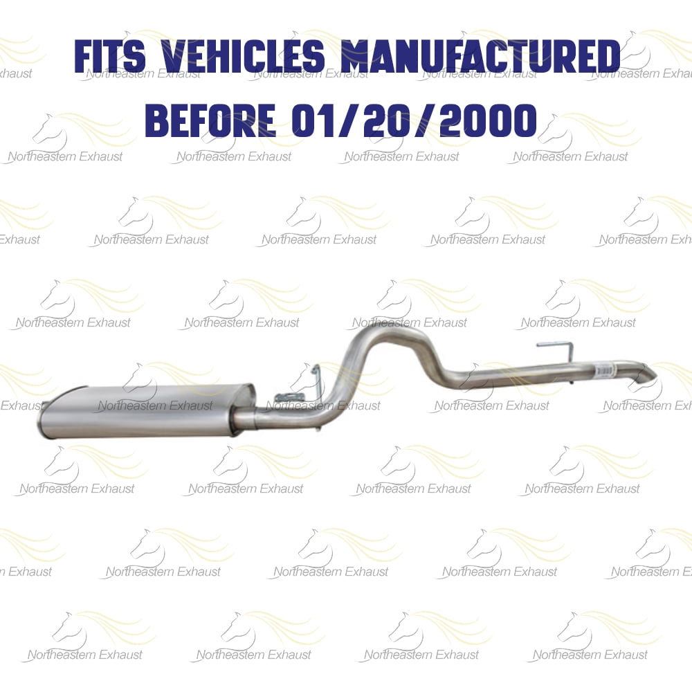 Northeastern Exhaust Muffler & Tail Pipe Fits 1996-1999 Jeep Cherokee 2.5L (Before 01/20/2000) & 2000 4.0L (After 01/20/2000, Federal Emissions) - Direct Fit | Stainless Steel System Kit