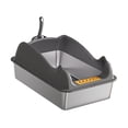 thumbnail image 2 of BELOVING Bac à Litière Ouvert Grande Capacité Entrée Basse Portable pour Chat d'Intérieur Gris Foncé, 2 of 9