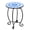 L4c3-persian Blue, variant on 14" Round End Table, Unique Relief Ceramic Tile Tabletop with Metal Frame, Metal Scrollwork Accent Table, Coffee Tea Table Nightstand for Living Room, Bedroom, Indoor Outdoor Use
