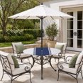 thumbnail image 4 of Round Outdoor Tablecloth with Umbrella Hole and Zipper, Blue Solid Color Texture Fitted Table Cover with Elastic Edge for 36-44 Inch, Simple Blue Pattern Waterproof Patio Tablecoths for Picnic, 4 of 9