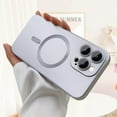 thumbnail image 3 of Magnetic case for iPhone 12 Pro Max Phone Case for Women, Matte Luxury Soft Metallic Luster Design with Camera Lens Protector, Compatible with Magsafe Case for iPhone 12 Pro Max 6.7"-Silver, 3 of 13