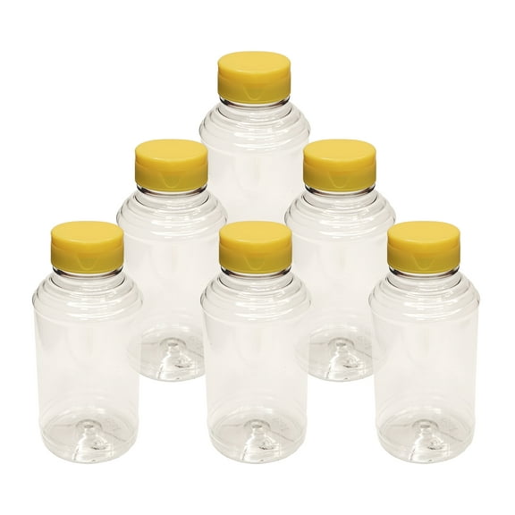 Home Brew Ohio 16oz PET SKEP-Style Honey Bottle with Yellow Flip Cap (Set of 6)