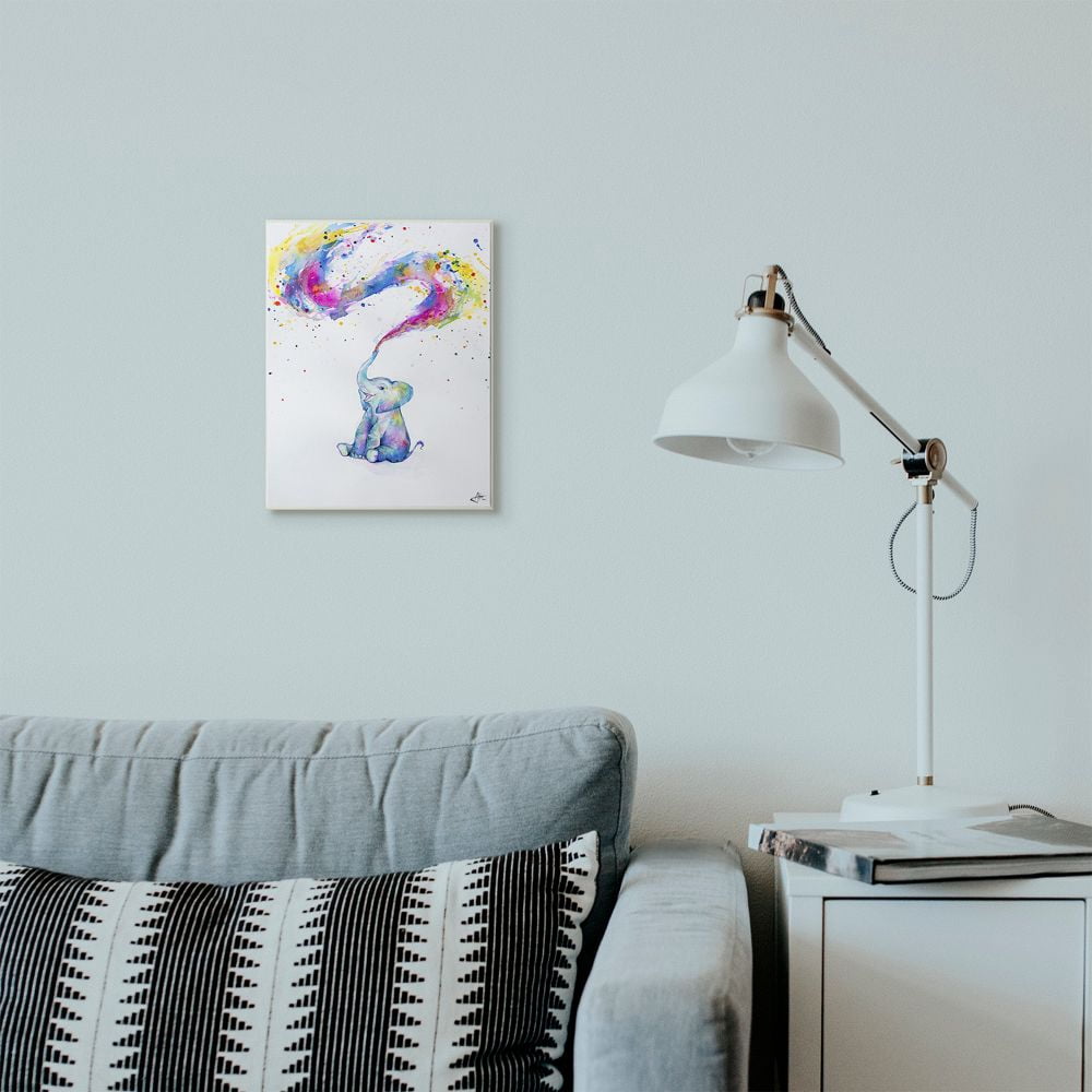 Stupell Industries Colorful Abstract Elephant Animal Watercolor Painting Wall Plaque by Marc Allante