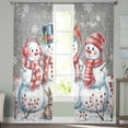 thumbnail image 3 of Christmas Snowman Sheer Curtains 63 Inch Length 2 Panels Set, Semi Transparent Voile Rod Pocket Curtains for Living Dining Room Bedroom Drapes Winter Xmas Snowflakes Cardinal Grey, 3 of 8