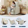 thumbnail image 5 of Swivel Recliner Chair, Deep Seat PU Leather Sofa Chair with high Backrest, Rocking Accent Chair for Nursery, Living Room, Bedroom & Home Movie Theater, Beige, 5 of 8