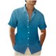 thumbnail image 1 of Camisas de Manga Corta de Botón para Hombre, Blusa de Moda Casual de Impresión de Gradiente de Cuello de Vuelta Hecha de 95% Poliéster 5% Spandex para el Verano, Camisas de Verano para Hombre, 1 of 5
