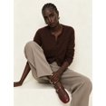 thumbnail image 5 of Women Crew Neck Drop Shoulder Button Down Cropped Knit Cardigan Chestnut Color XXL, 5 of 8