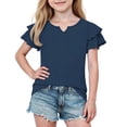 thumbnail image 2 of Asxite Toddler Girls Tshirt Ruffle Sleeve V Neck Casual Breathable Summer Tops 2-12Y, 2 of 7