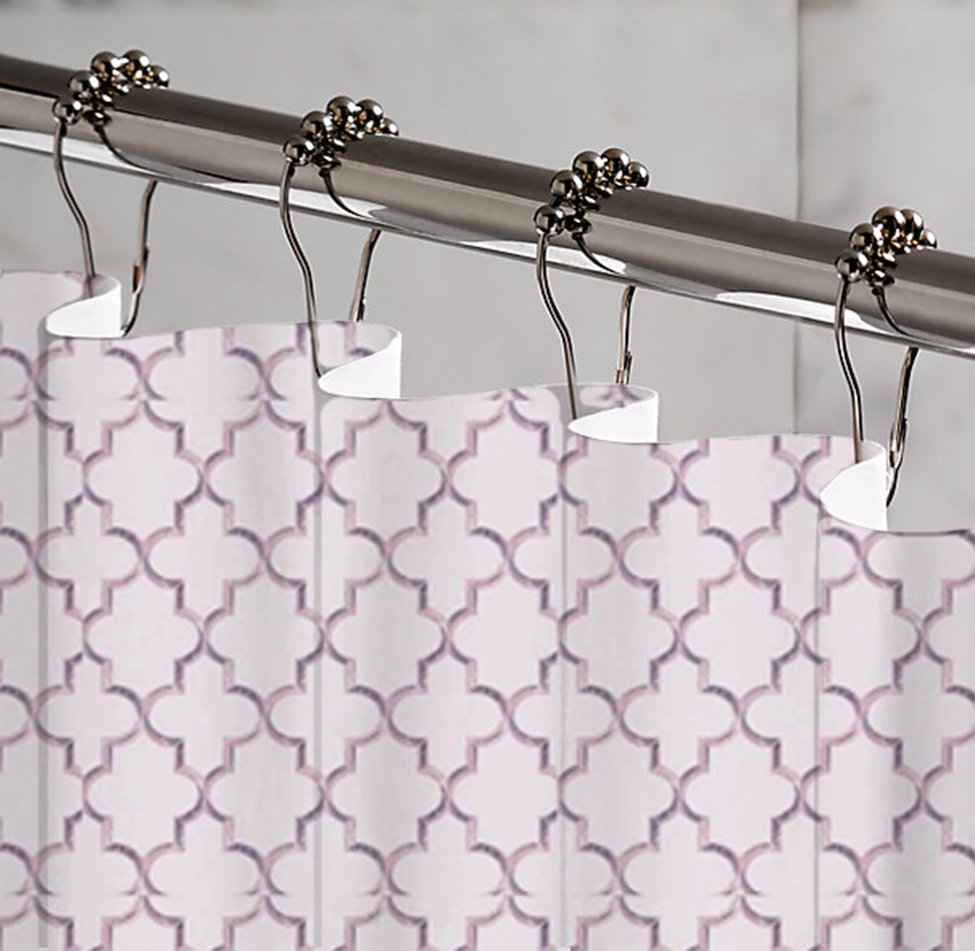 Ogee Purple Elsa Water Repellent Shower Curtain 72"X72", Free 12-Piece Shower Curtain Rings