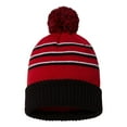 thumbnail image 2 of Richardson - Stripe Pom Cuffed Beanie - 134 - Dark Green/ Black/ White, 2 of 3