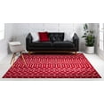 thumbnail image 2 of 6' x 6' Red and Ivory Tribal Geometric Square Area Throw Rug, 2 of 9