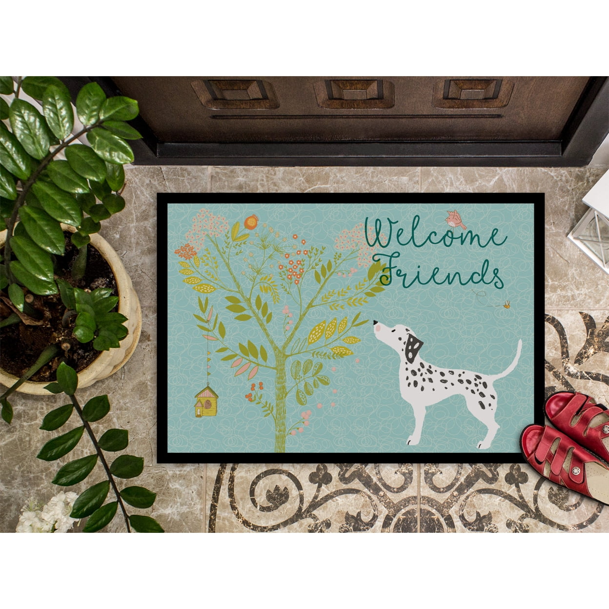 Welcome Friends Dalmatian Door Mat