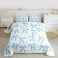 thumbnail image 2 of jejeloiu Kawaii Bowknot Ribbon Twin Comforter Sets,Blue Cute Stars Bedding Set For Girls Teens Reversible 2-Piece, 2 of 8