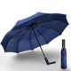thumbnail image 1 of Paraguas plegable de madera de mano, resistente al viento, compacto, de viaje, con apertura y cierre automáticos, paraguas grandes contra la lluvia, color azul marino, 1 of 5