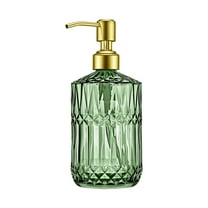 18Oz Green Glass Soap Dispenser with Gold Rust Proof Pump, Refillable Kitchen soap Dispenser for Dish Soap, Soap Dispenser Bathroom for Hand soap, Lotion, Body Wash