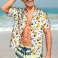 thumbnail image 3 of Haiem Bee and Flowers Printed Hawaiian Shirt for Men - Men’s Casual Beach Summer Shirts - Stretch Fabric with Modern Fit-Large, 3 of 7