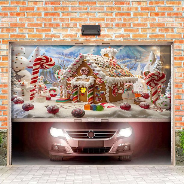 Transforme Su Garaje En Un Lugar Navideño Con Una Enorme Pancarta De 188,97 X 82,67 Pulgadas.