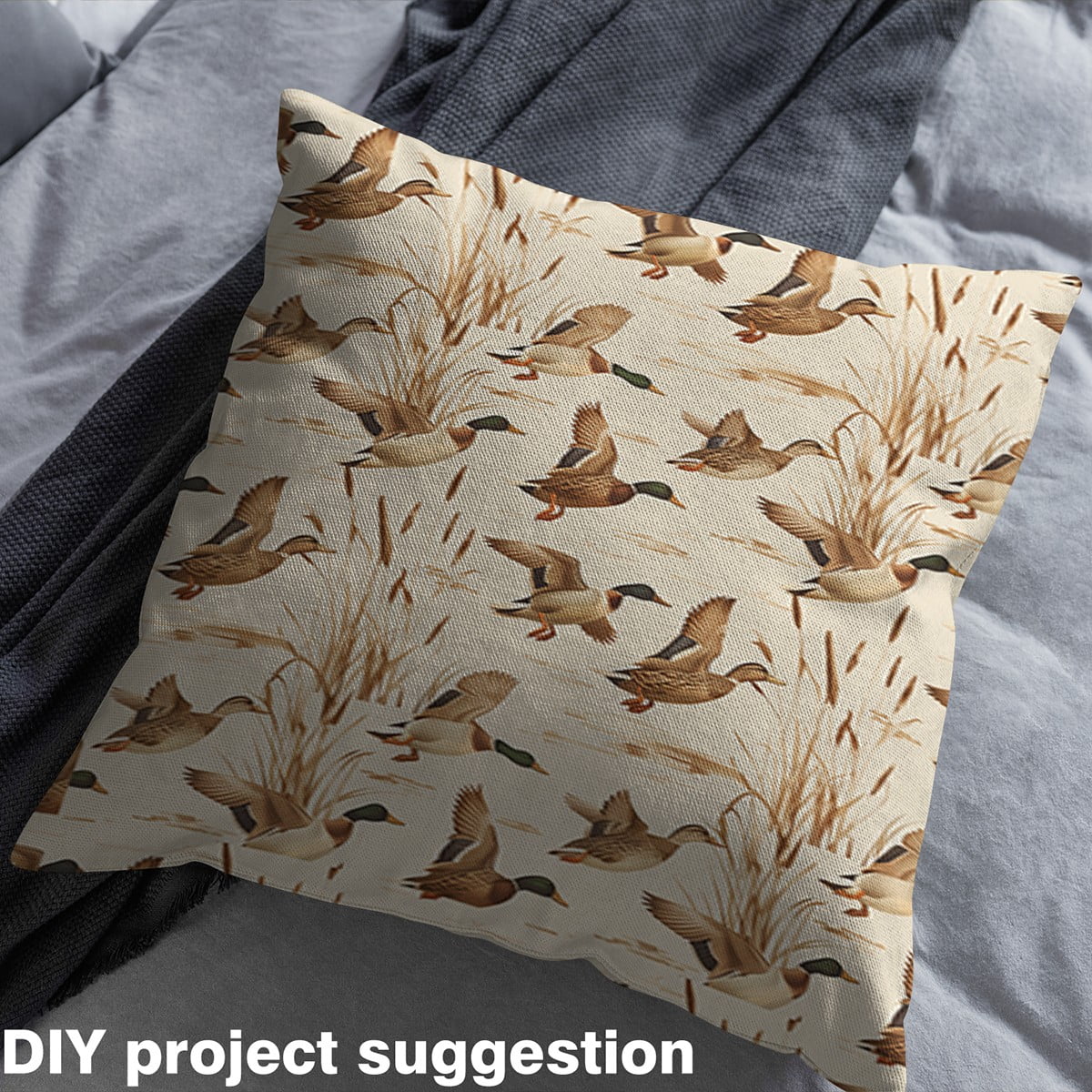 Castle Fairy Teenagers Mallard Duck Fabric by the Yard 2 Yards,Flying Animal Room Decor Fabric by the Yard,Jungle Wildlife Sewing Fabric,Microfiber Bedroom Decor